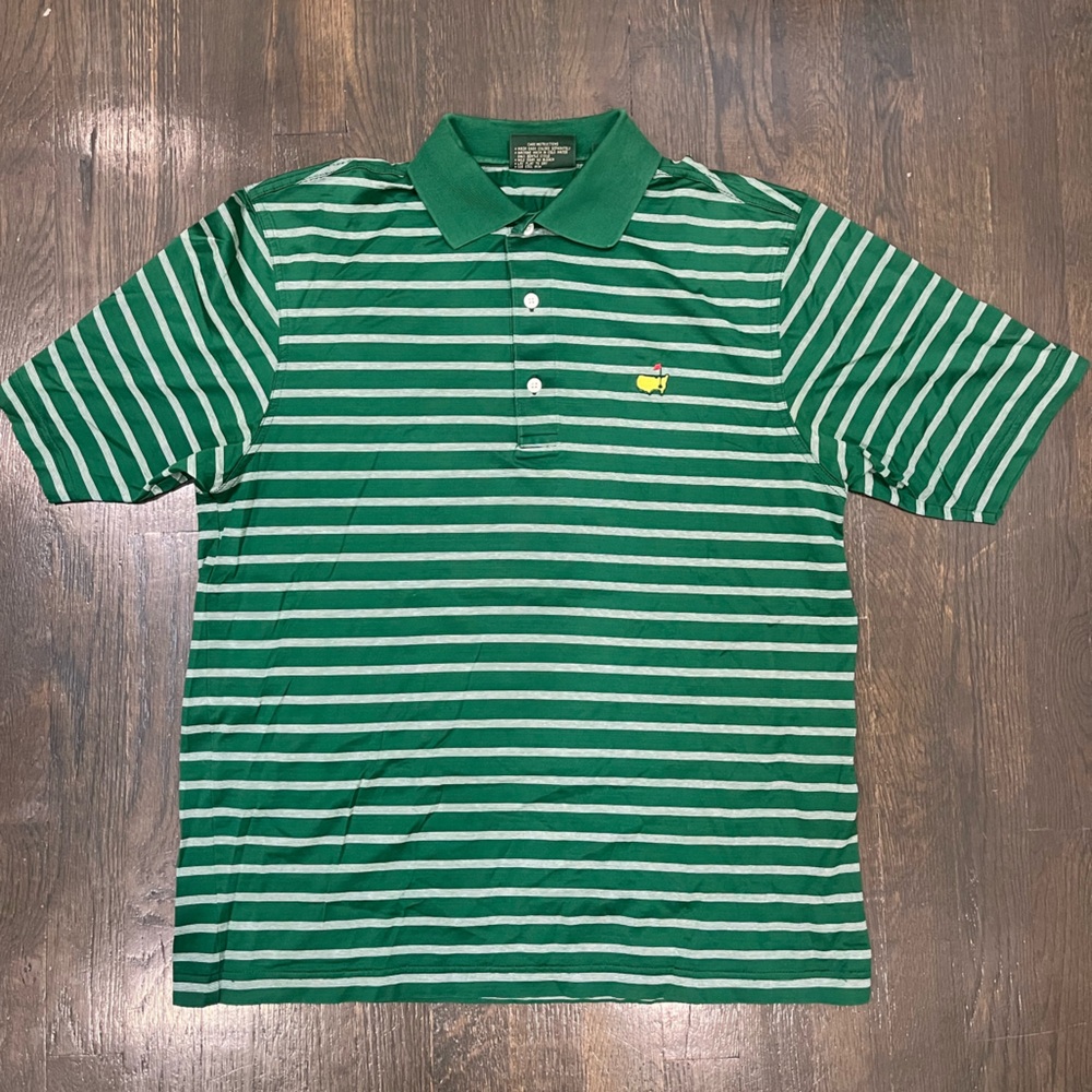 Amen Corner Masters Golf Polo - Men’s Small - Green/White Striped